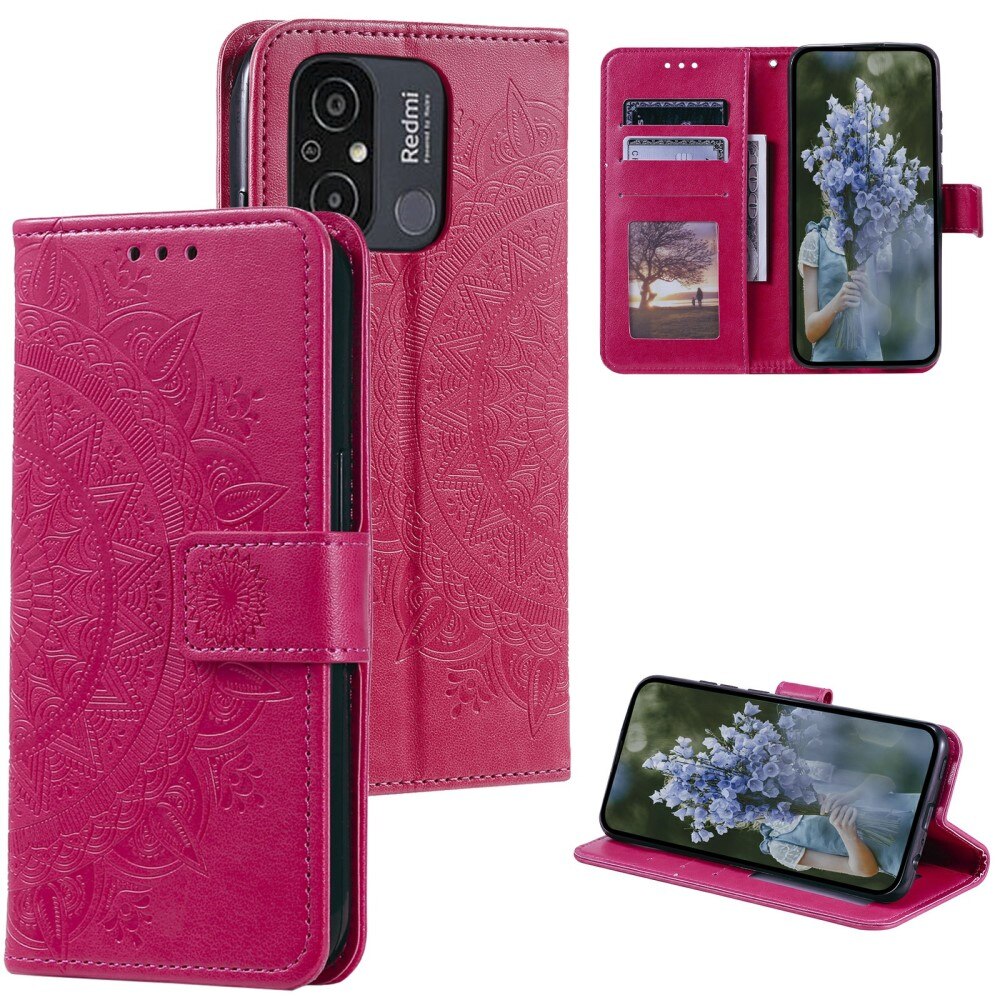 Custodia in pelle Mandala Xiaomi Redmi 12C rosa