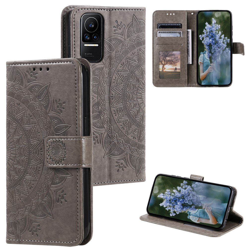 Custodia in pelle Mandala Xiaomi 13 Lite grigio