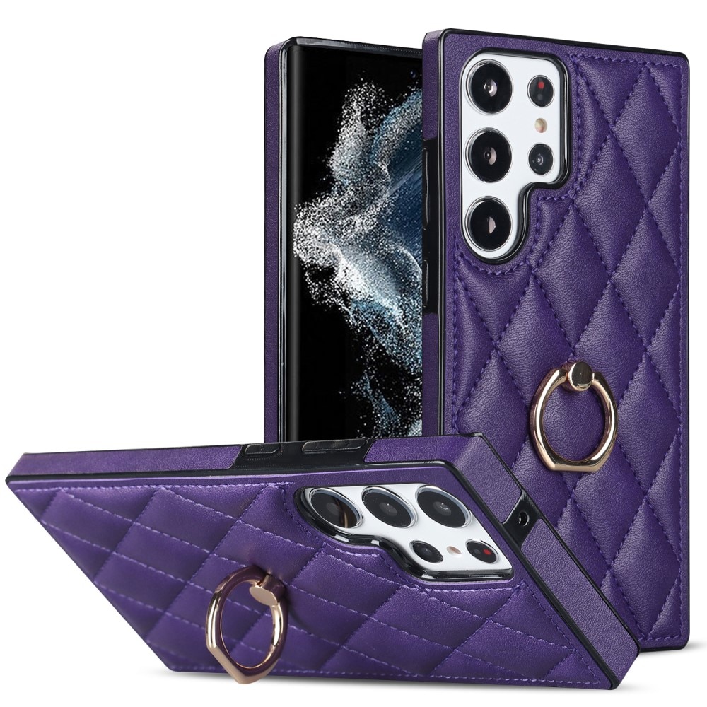 Cover Finger Ring Samsung Galaxy S23 Ultra Quilted viola