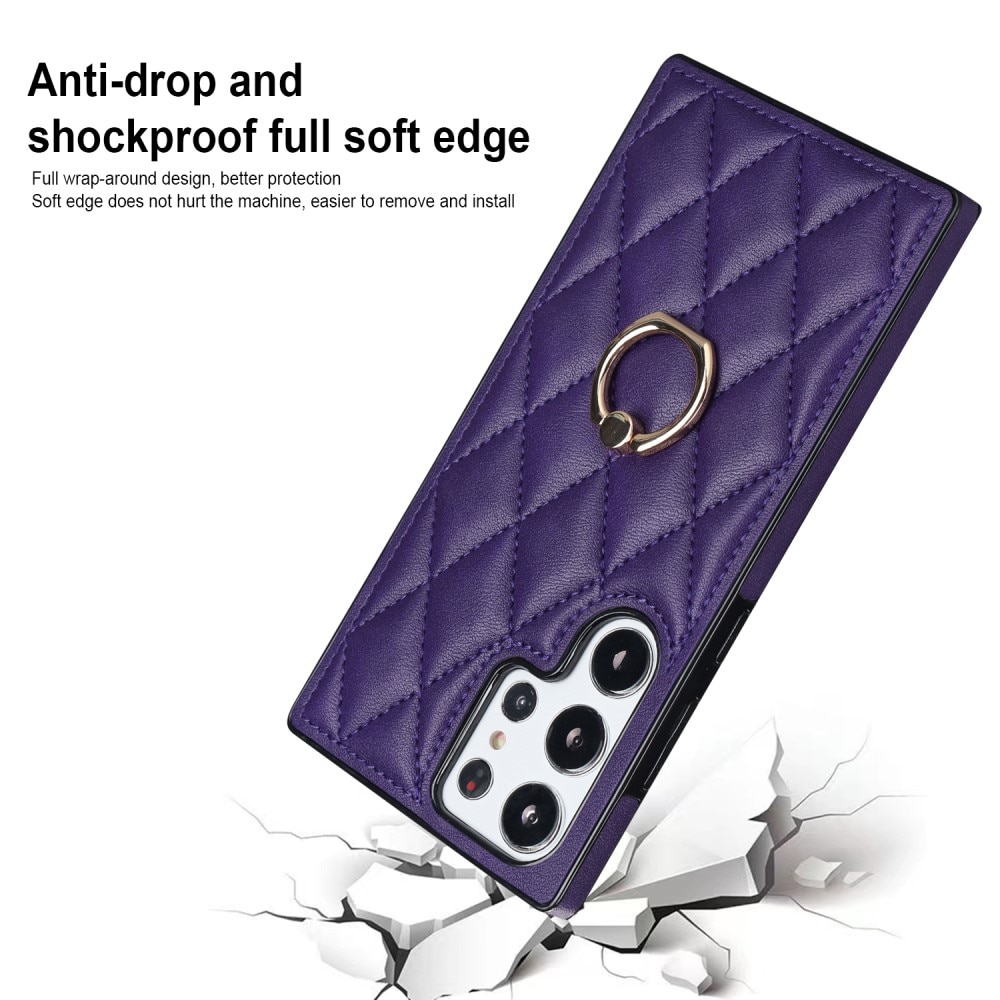 Cover Finger Ring Samsung Galaxy S23 Ultra Quilted viola