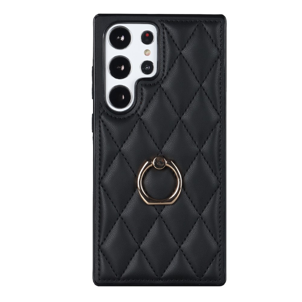 Cover Finger Ring Samsung Galaxy S23 Ultra Quilted nero