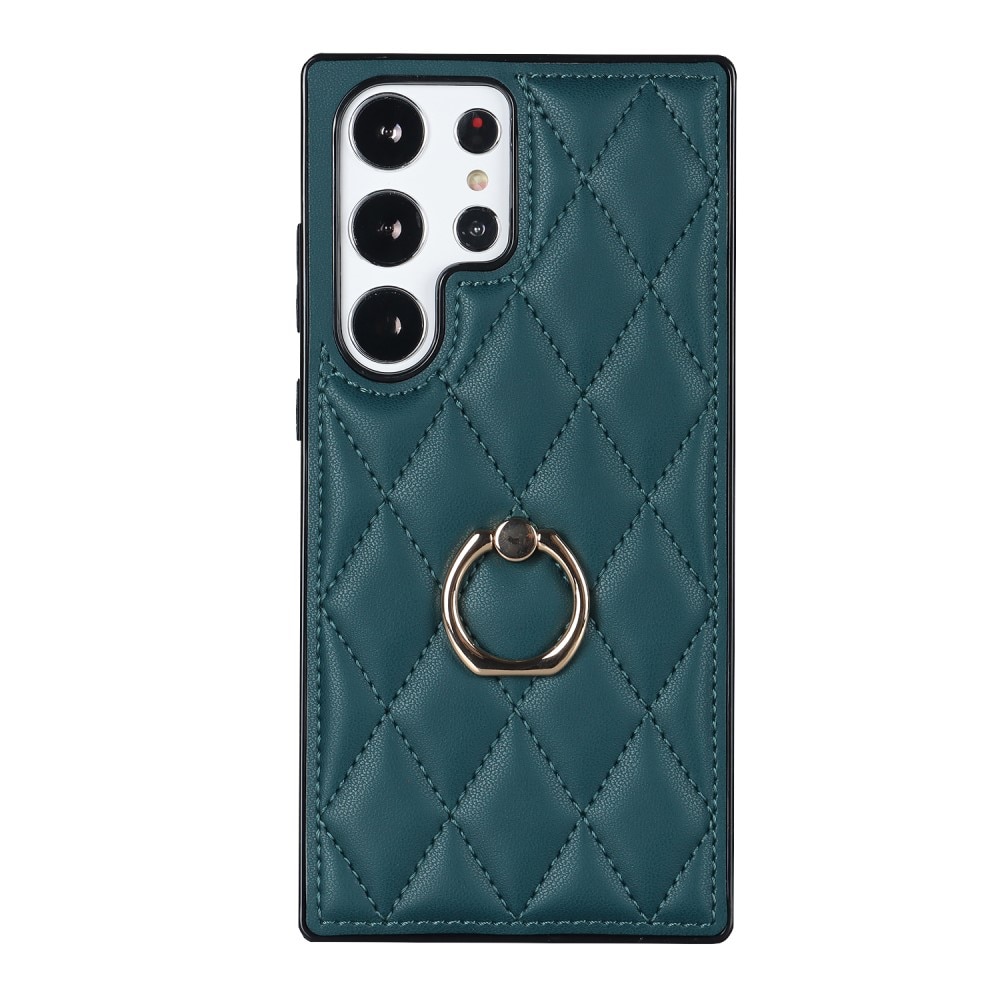 Cover Finger Ring Samsung Galaxy S23 Ultra Quilted verde