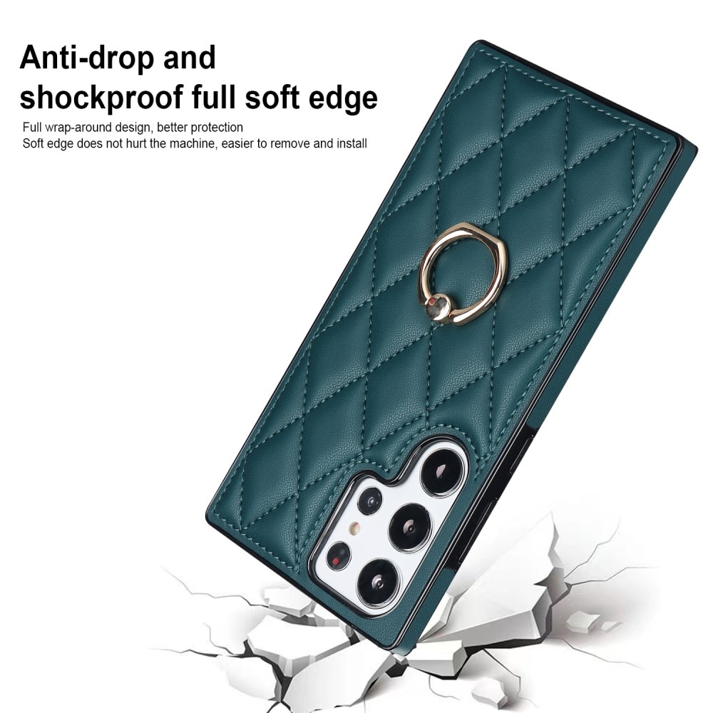 Cover Finger Ring Samsung Galaxy S23 Ultra Quilted verde