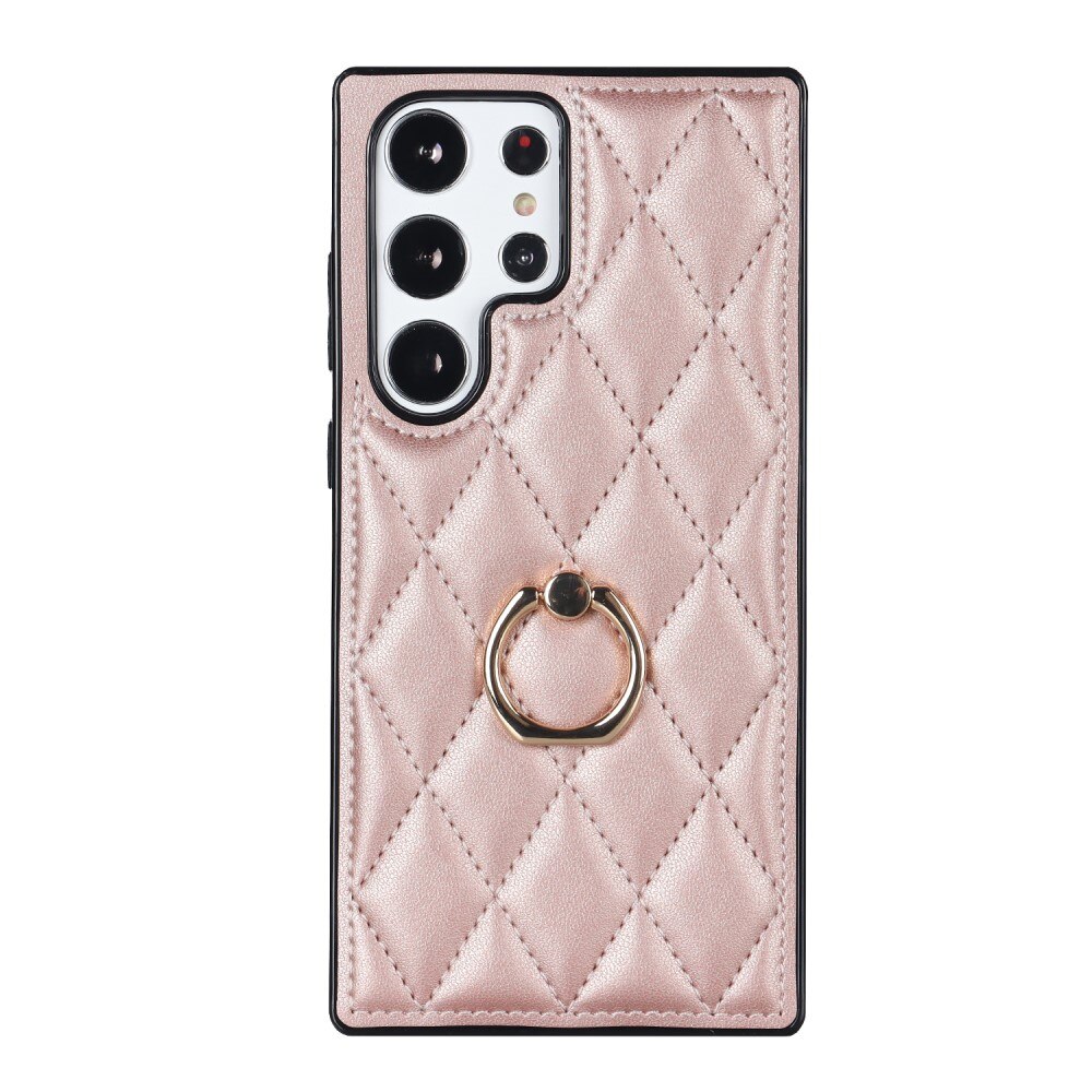 Cover Finger Ring Samsung Galaxy S23 Ultra Quilted oro rosa