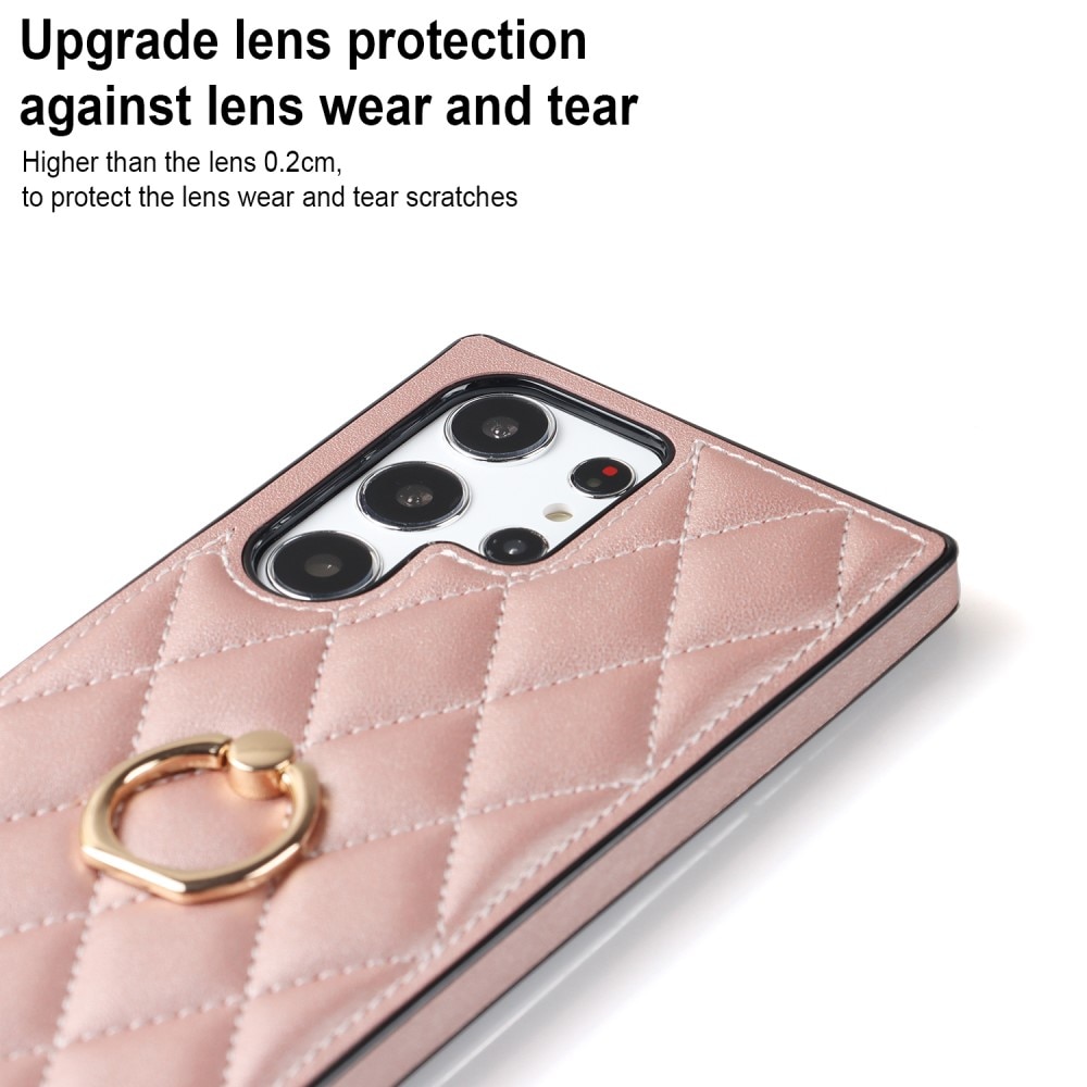 Cover Finger Ring Samsung Galaxy S23 Ultra Quilted oro rosa