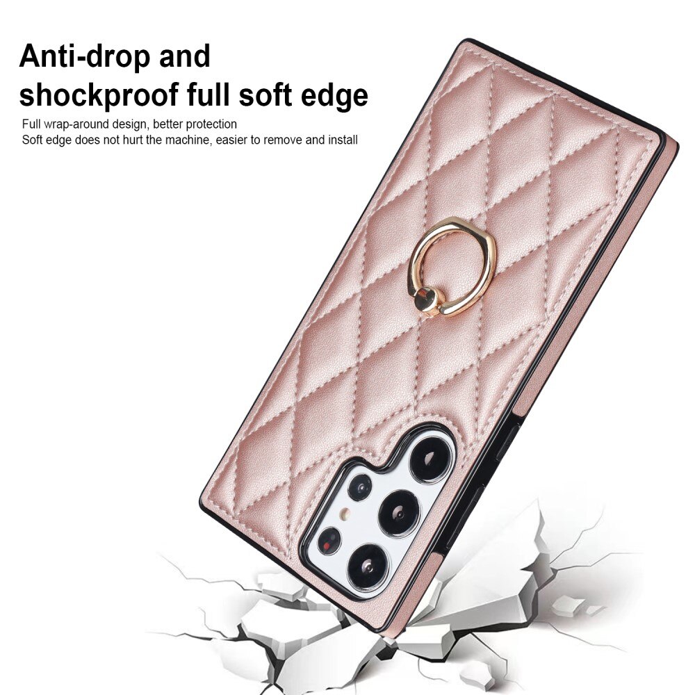 Cover Finger Ring Samsung Galaxy S23 Ultra Quilted oro rosa