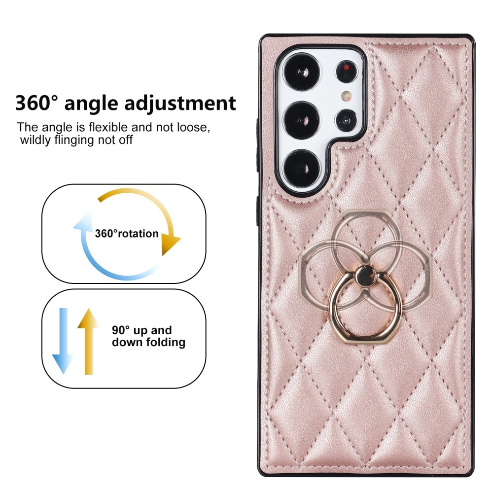 Cover Finger Ring Samsung Galaxy S23 Ultra Quilted oro rosa