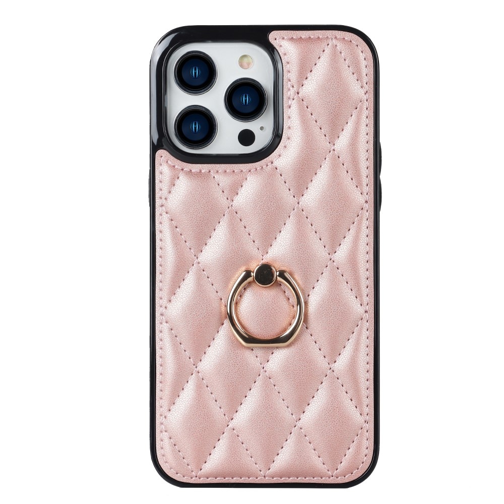 Cover Finger Ring iPhone 14 Pro Quilted oro rosa