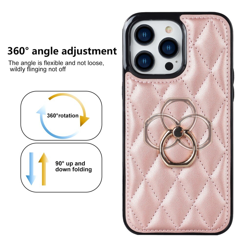 Cover Finger Ring iPhone 14 Pro Quilted oro rosa