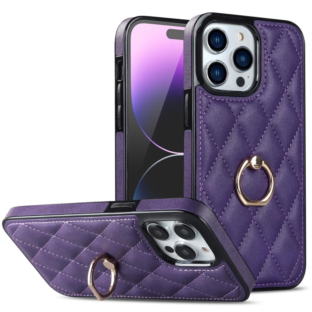 Cover Finger Ring iPhone 14 Pro Quilted viola