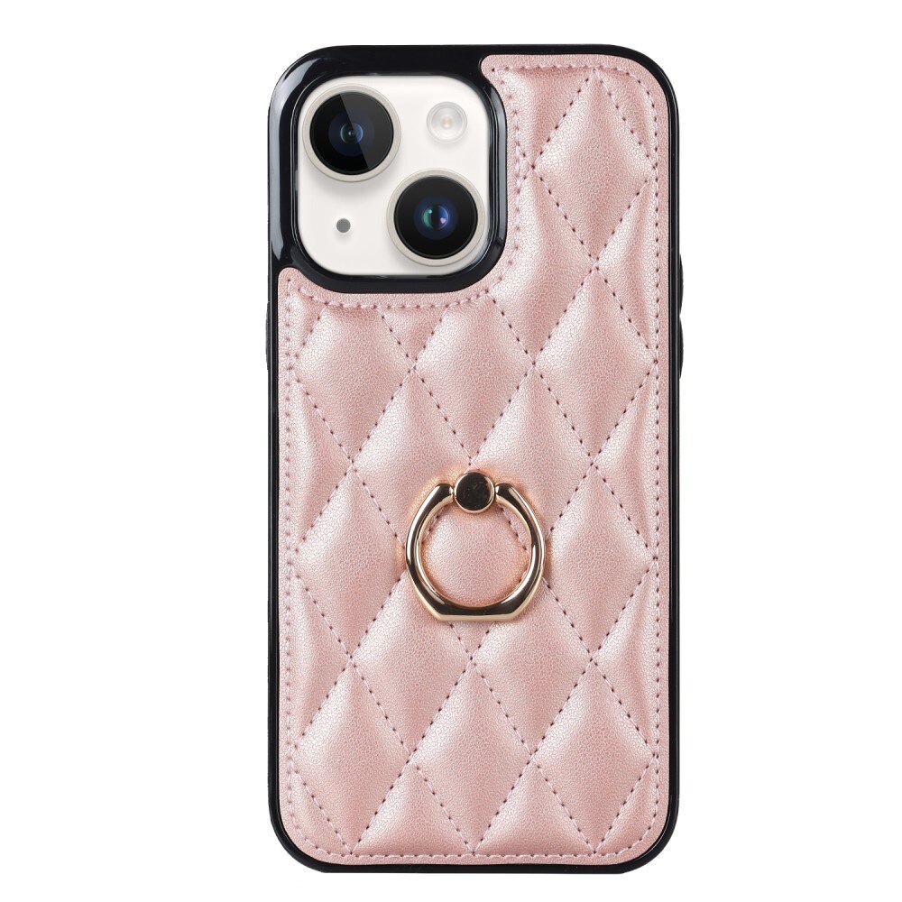 Cover Finger Ring iPhone 14 Quilted oro rosa