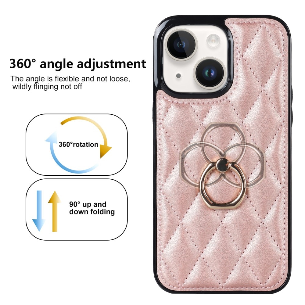 Cover Finger Ring iPhone 14 Quilted oro rosa