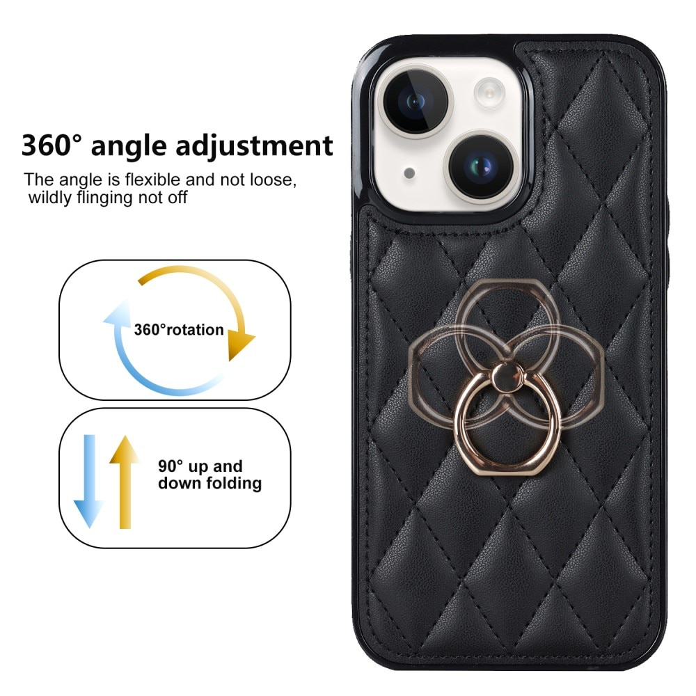 Cover Finger Ring iPhone 14 Quilted nero