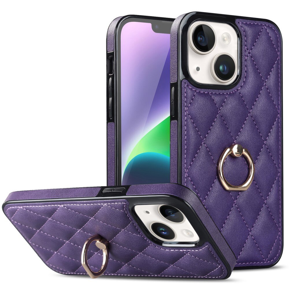 Cover Finger Ring iPhone 14 Quilted viola