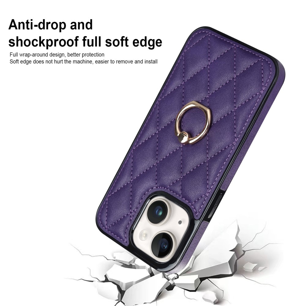 Cover Finger Ring iPhone 14 Quilted viola
