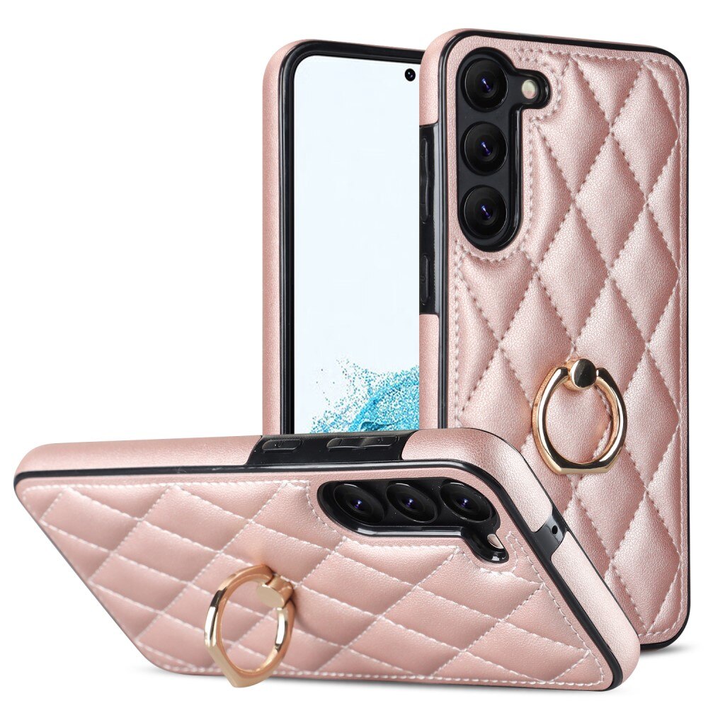 Cover Finger Ring Samsung Galaxy S23 Quilted oro rosa