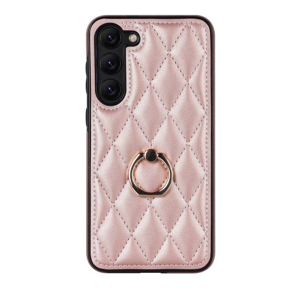 Cover Finger Ring Samsung Galaxy S23 Quilted oro rosa
