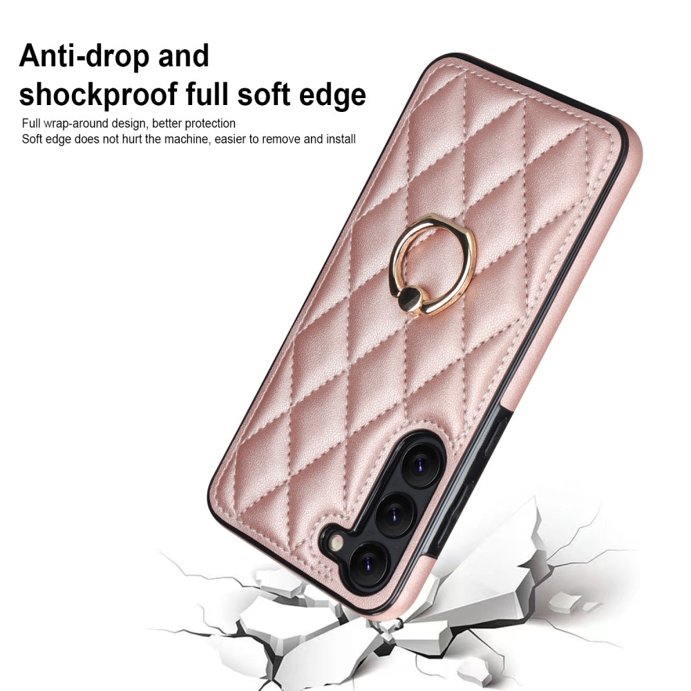 Cover Finger Ring Samsung Galaxy S23 Quilted oro rosa