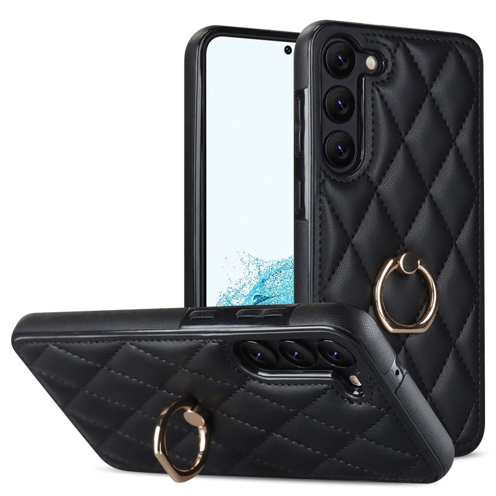 Cover Finger Ring Samsung Galaxy S23 Quilted nero