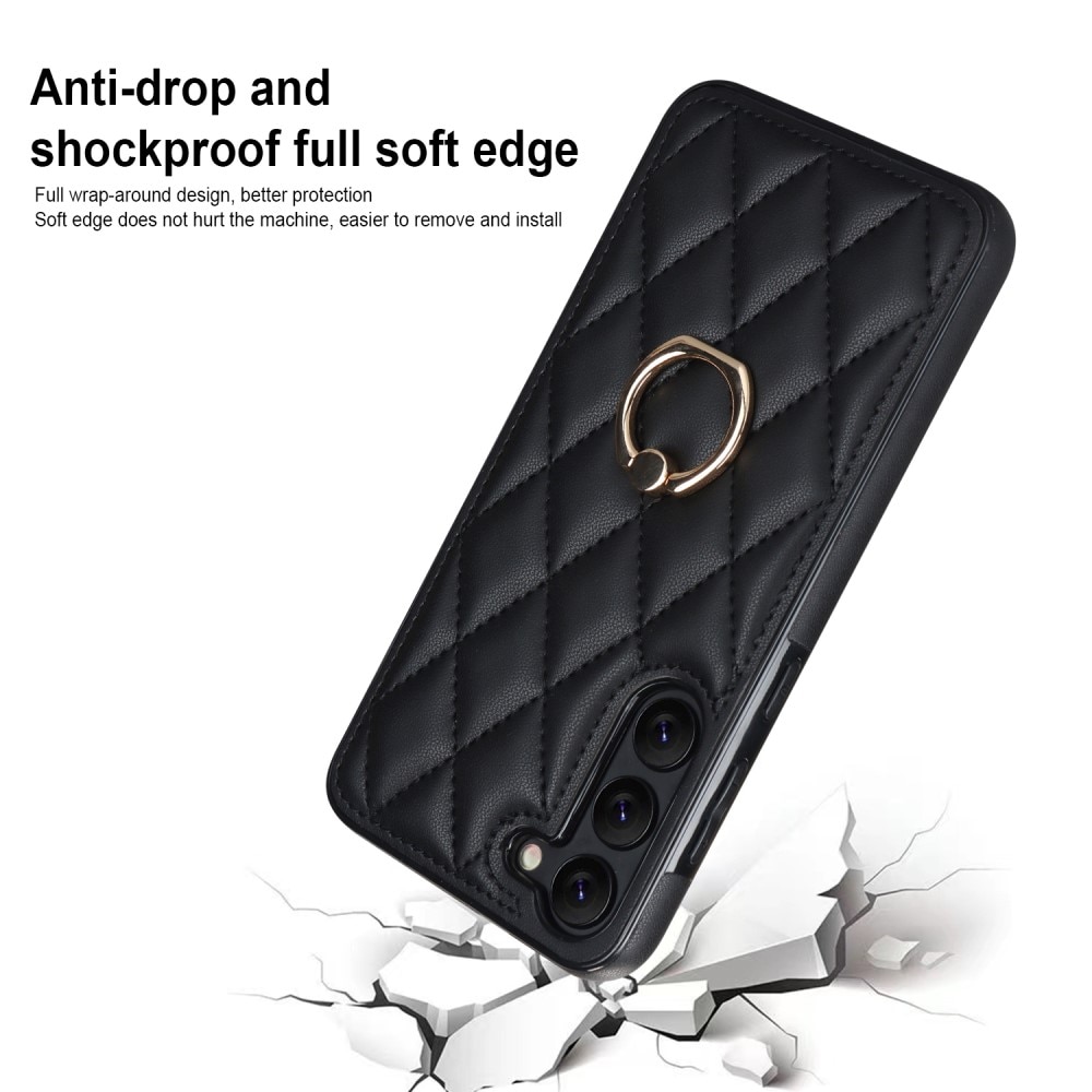 Cover Finger Ring Samsung Galaxy S23 Quilted nero