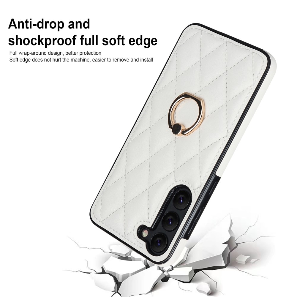 Cover Finger Ring Samsung Galaxy S23 Quilted bianco