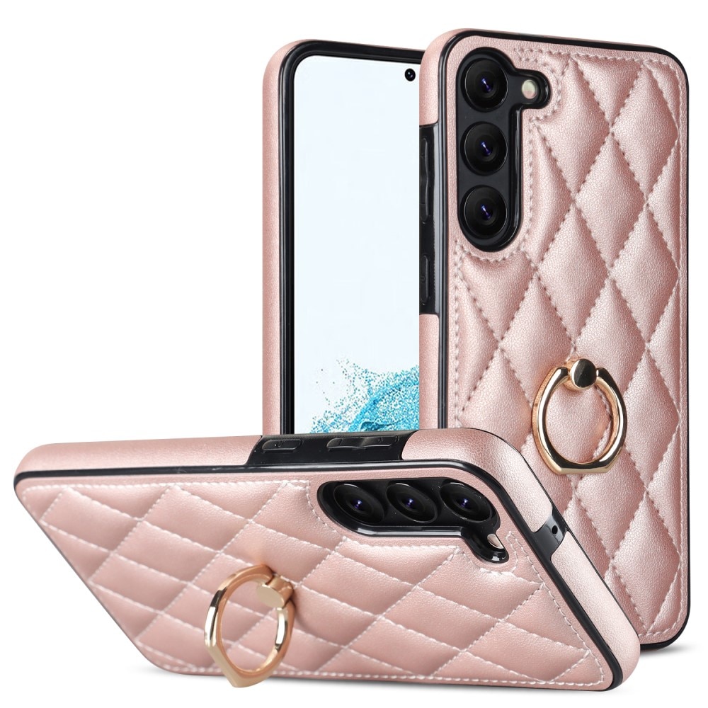 Cover Finger Ring Samsung Galaxy S23 Plus Quilted oro rosa