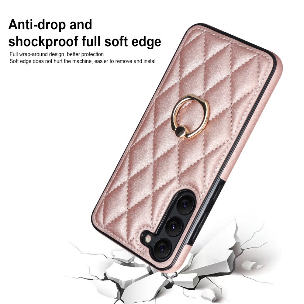 Cover Finger Ring Samsung Galaxy S23 Plus Quilted oro rosa