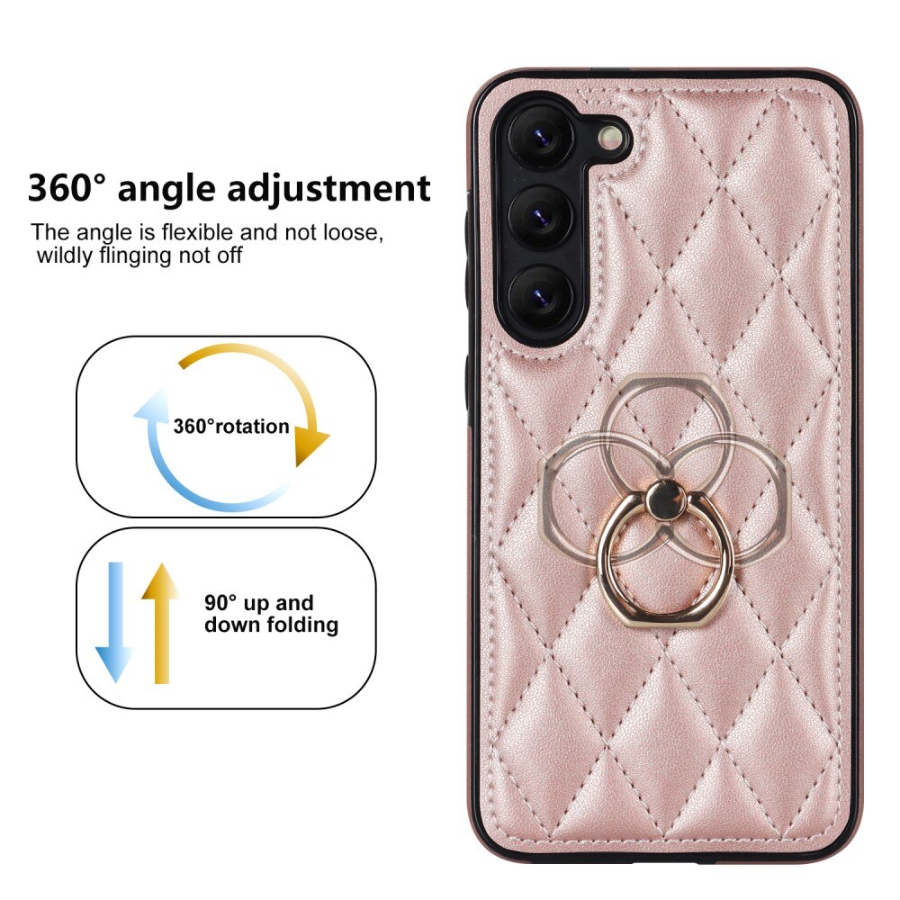 Cover Finger Ring Samsung Galaxy S23 Plus Quilted oro rosa