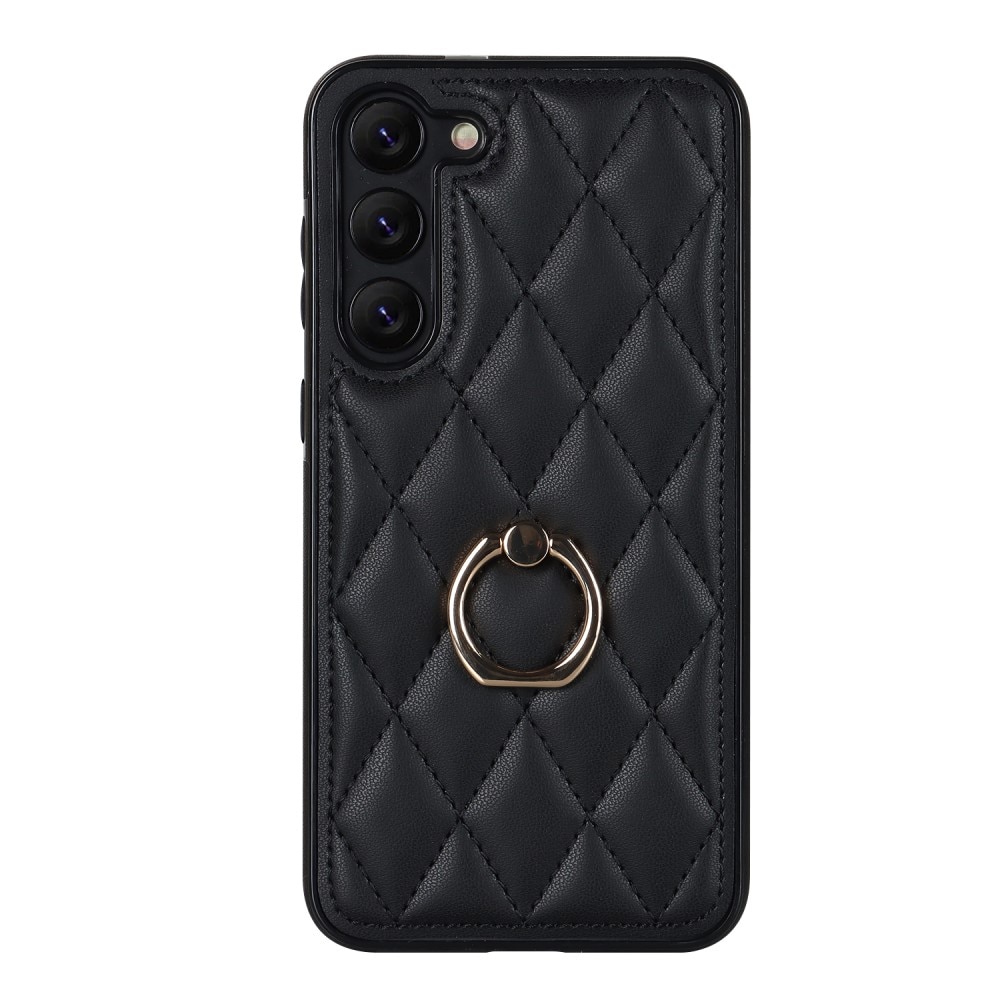 Cover Finger Ring Samsung Galaxy S23 Plus Quilted nero