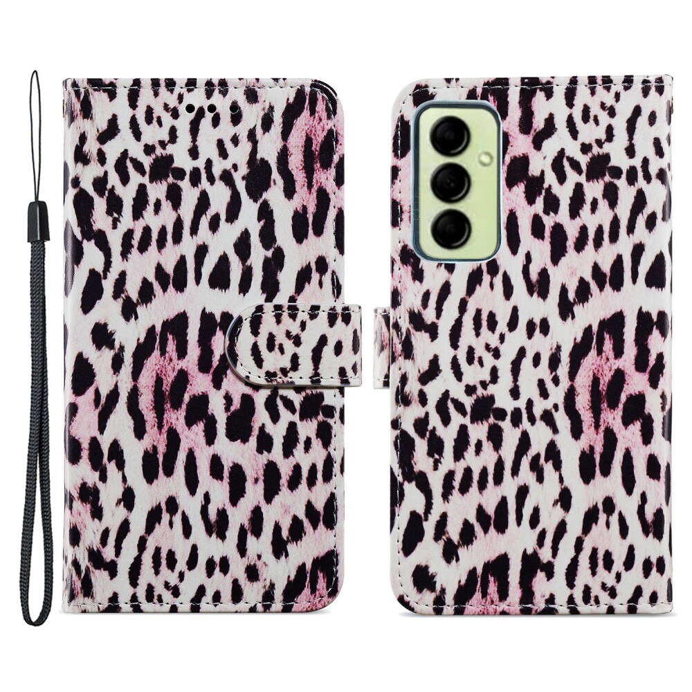 Cover portafoglio Samsung Galaxy A14 leopardo rosa