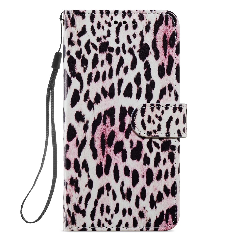 Cover portafoglio Samsung Galaxy A14 leopardo rosa