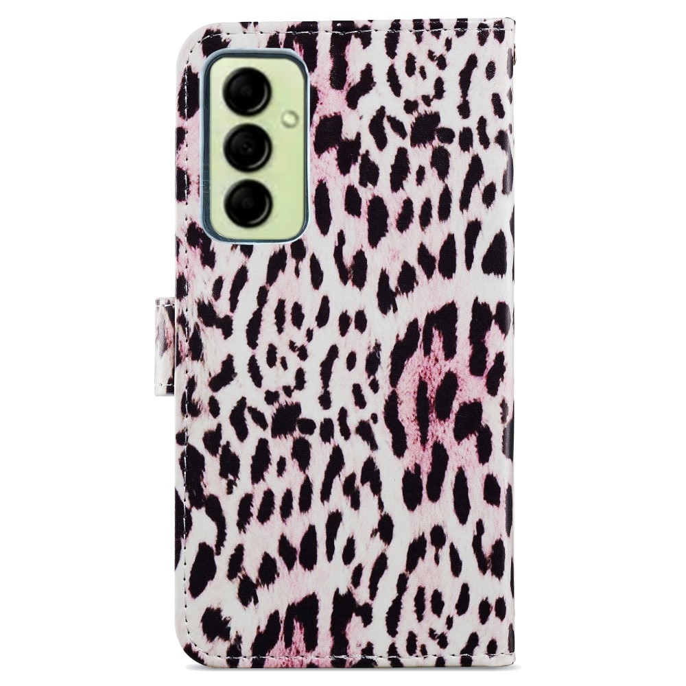 Cover portafoglio Samsung Galaxy A14 leopardo rosa
