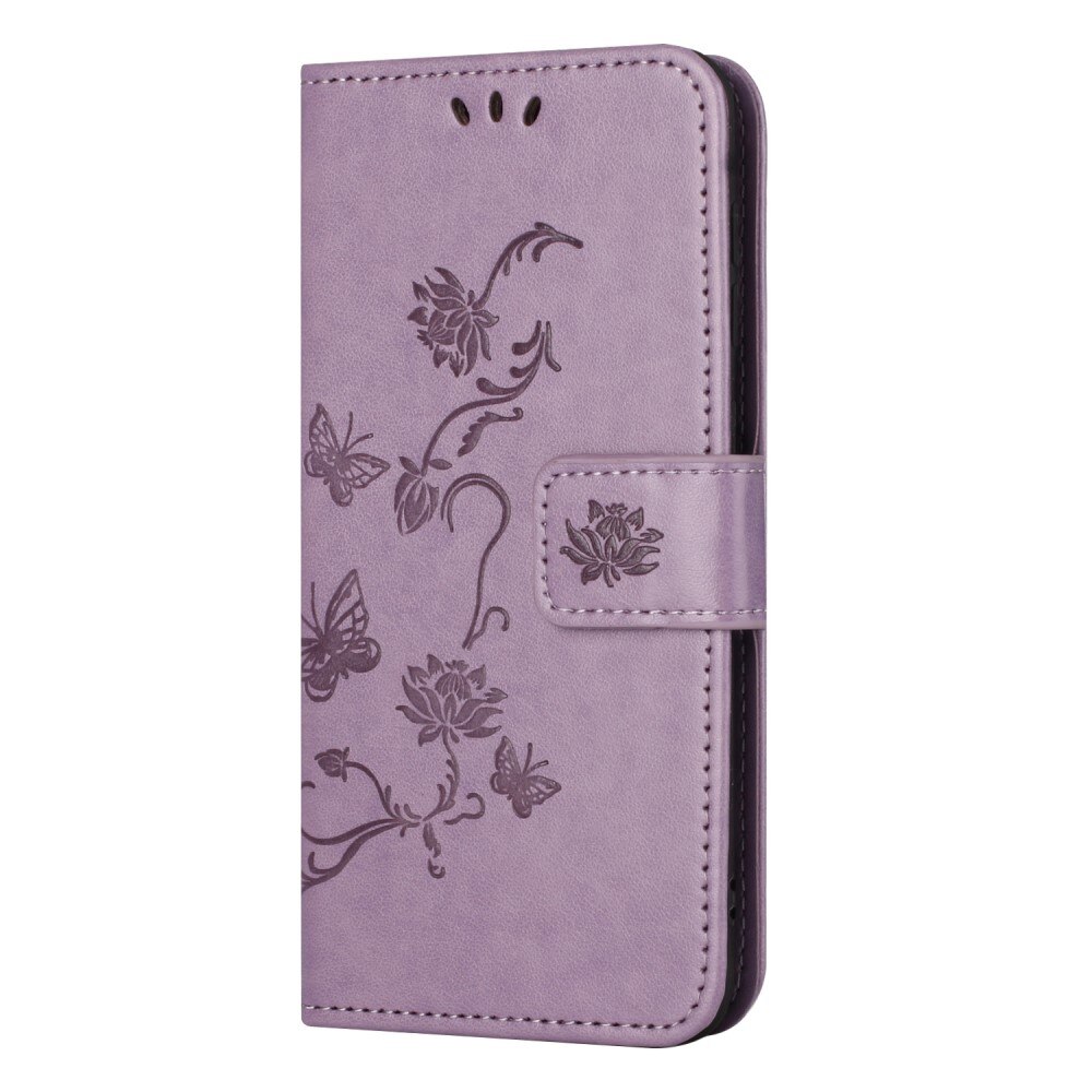 Custodia in pelle a farfalle per Samsung Galaxy A24, Viola