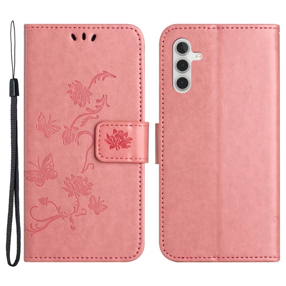 Custodia in pelle a farfalle per Samsung Galaxy A24, Rosa