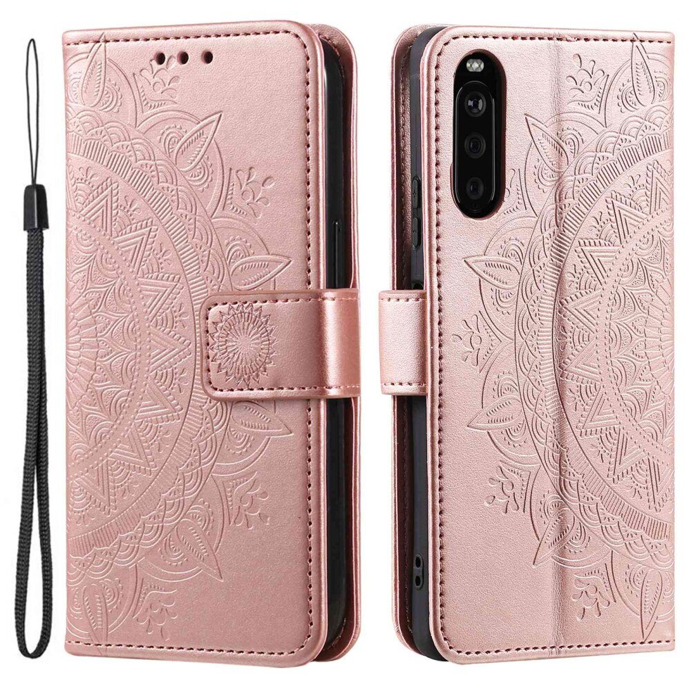 Custodia in pelle Mandala Sony Xperia 10 V oro rosa