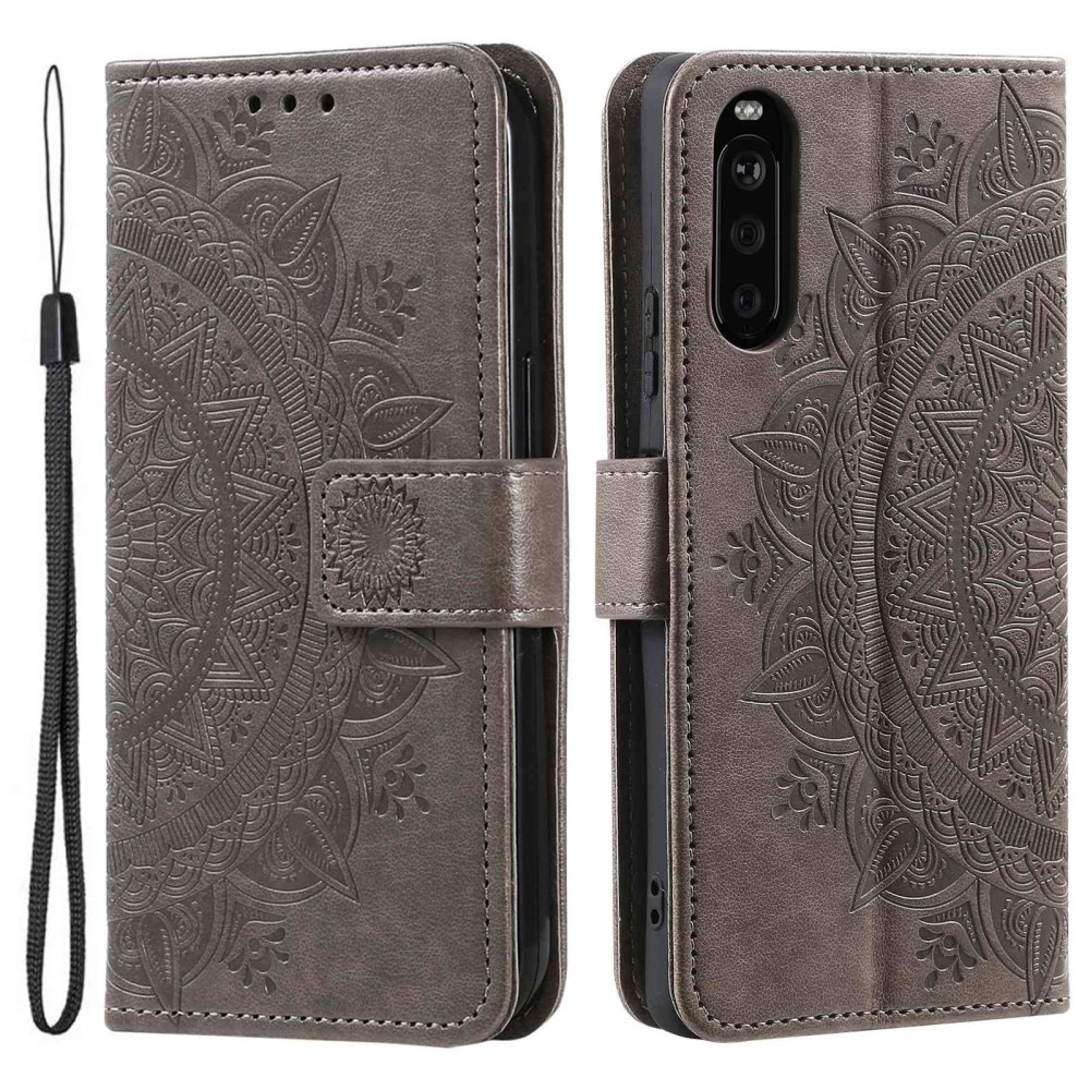 Custodia in pelle Mandala Sony Xperia 10 V grigio