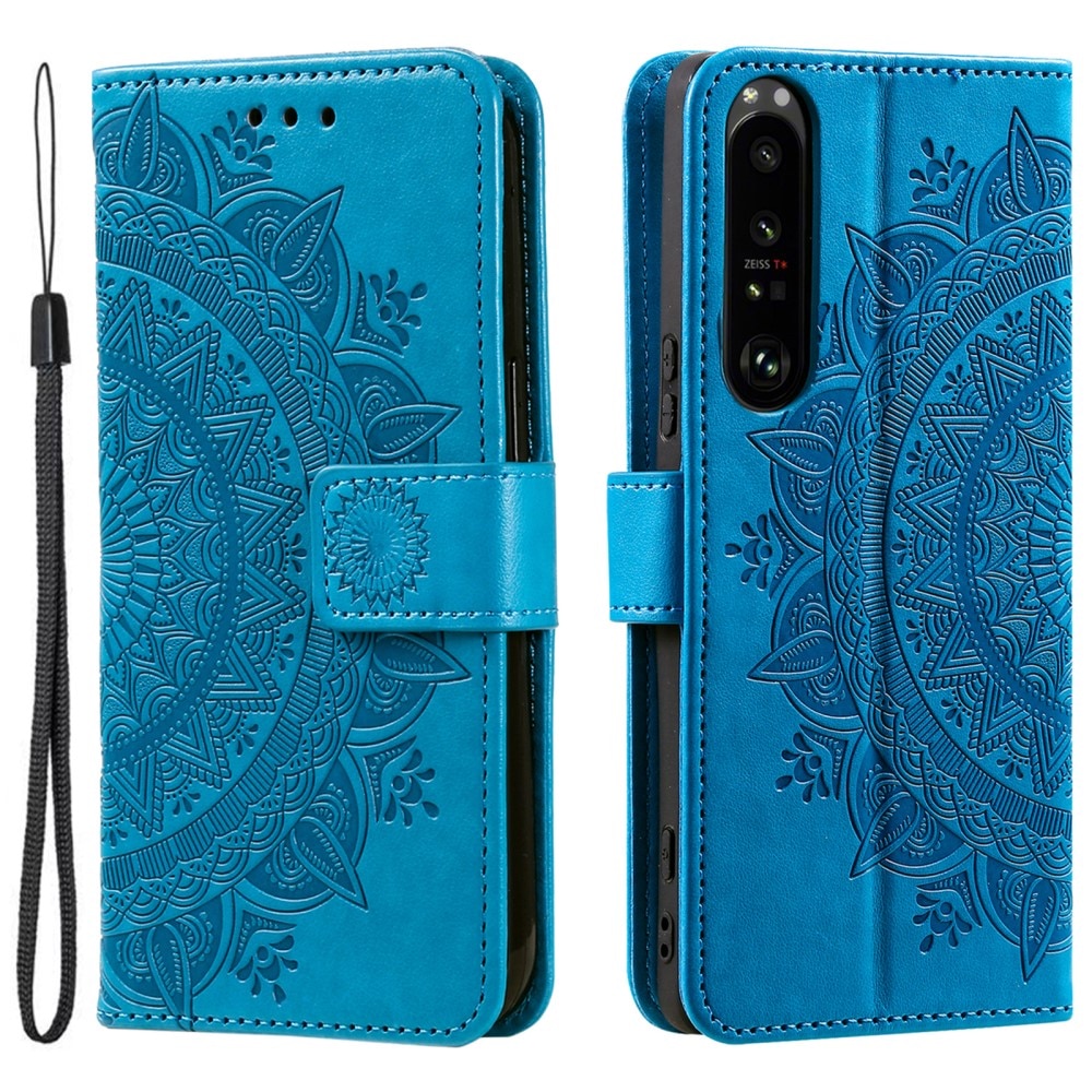 Custodia in pelle Mandala Sony Xperia 1 V blu