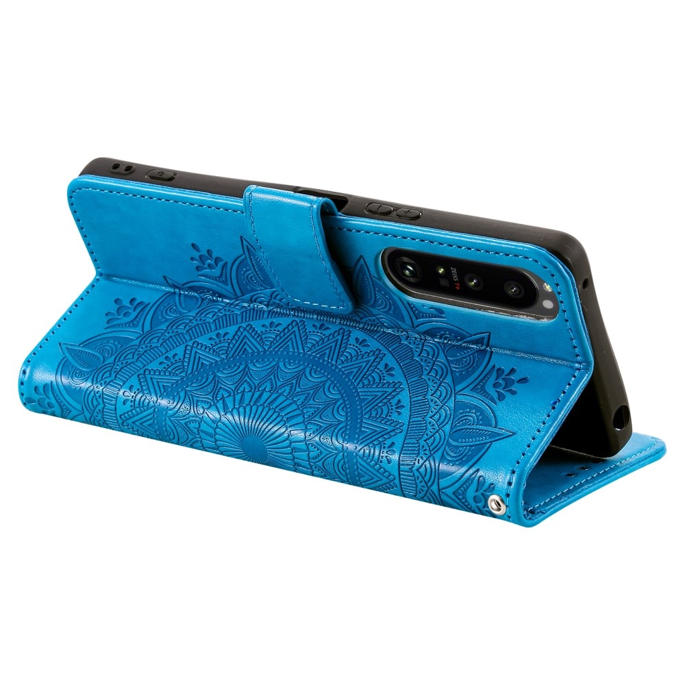 Custodia in pelle Mandala Sony Xperia 1 V blu