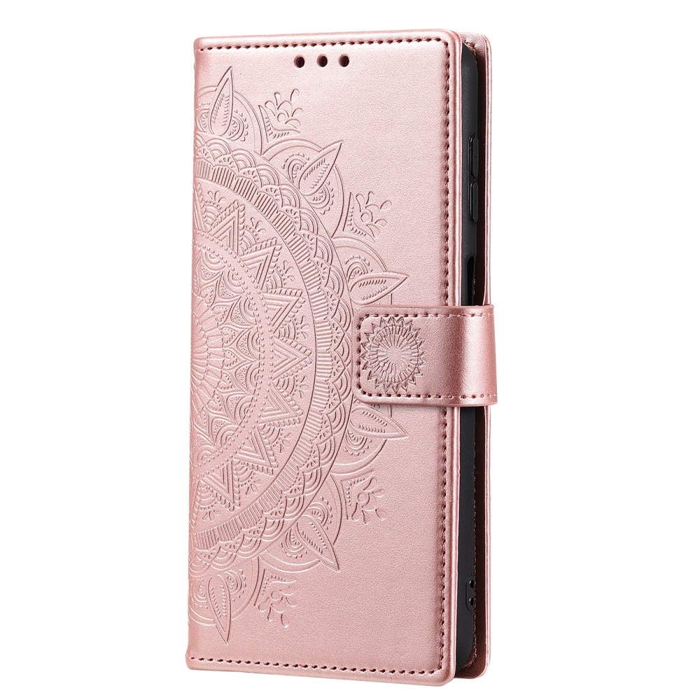 Custodia in pelle Mandala Sony Xperia 1 V oro rosa