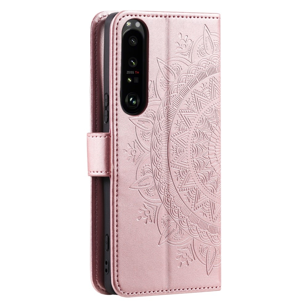 Custodia in pelle Mandala Sony Xperia 1 V oro rosa