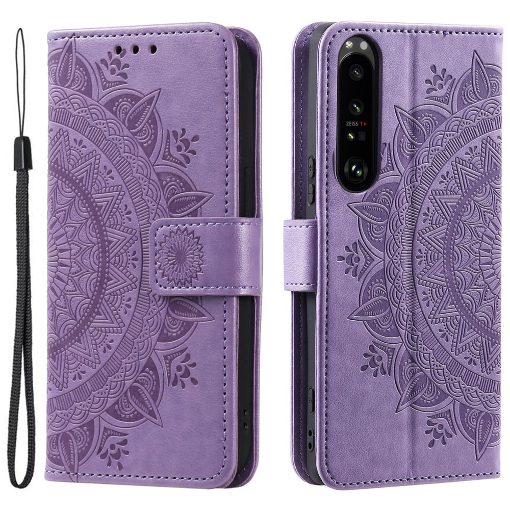 Custodia in pelle Mandala Sony Xperia 1 V viola