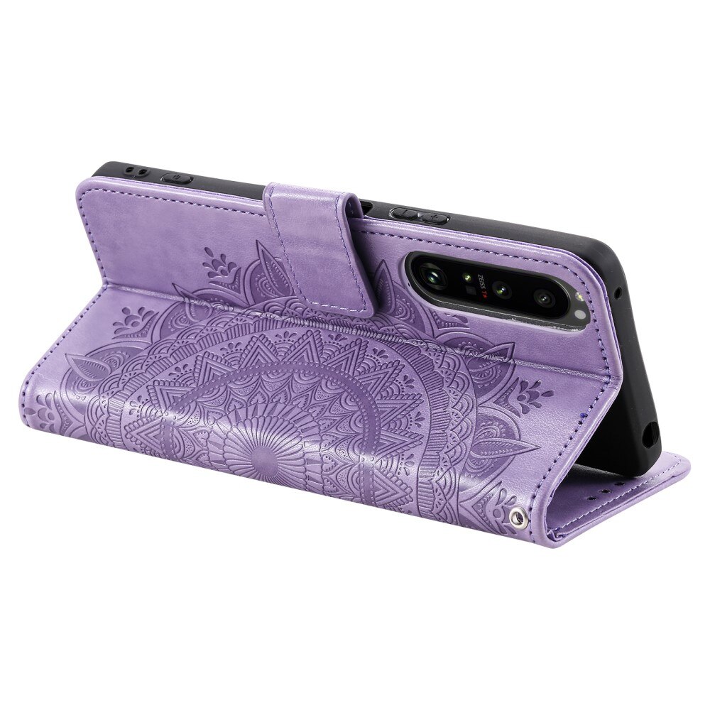 Custodia in pelle Mandala Sony Xperia 1 V viola