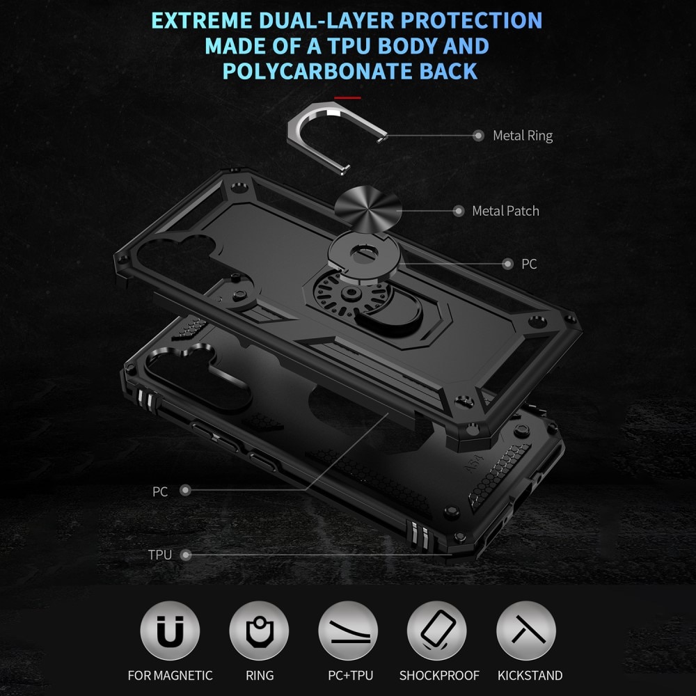 Cover ibride con anello Samsung Galaxy A54 nero