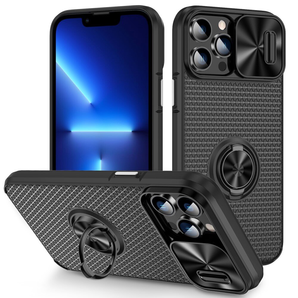 Cover TPU con protezione fotocamera + Ring iPhone 13 Pro Max nero