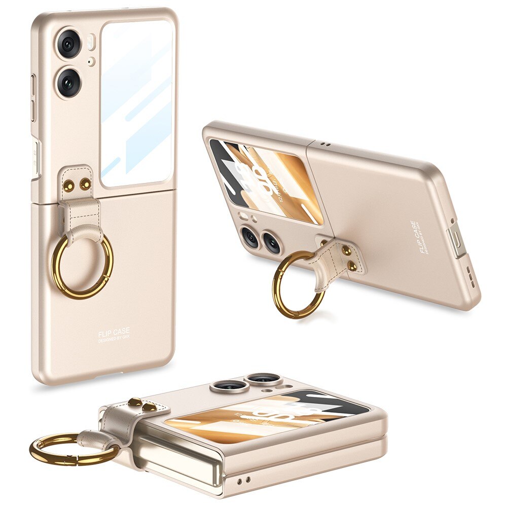 Cover con porta anelli Oppo Find N2 Flip champagne oro