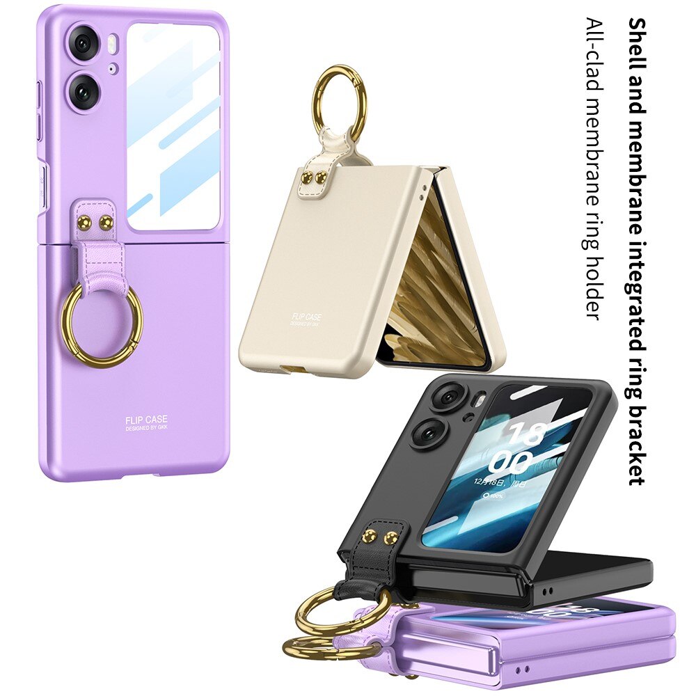 Cover con porta anelli Oppo Find N2 Flip champagne oro