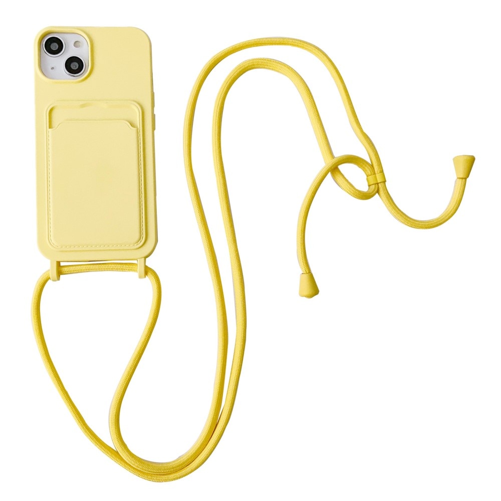 Cover in silicone portacarte + cinturino iPhone 14 giallo