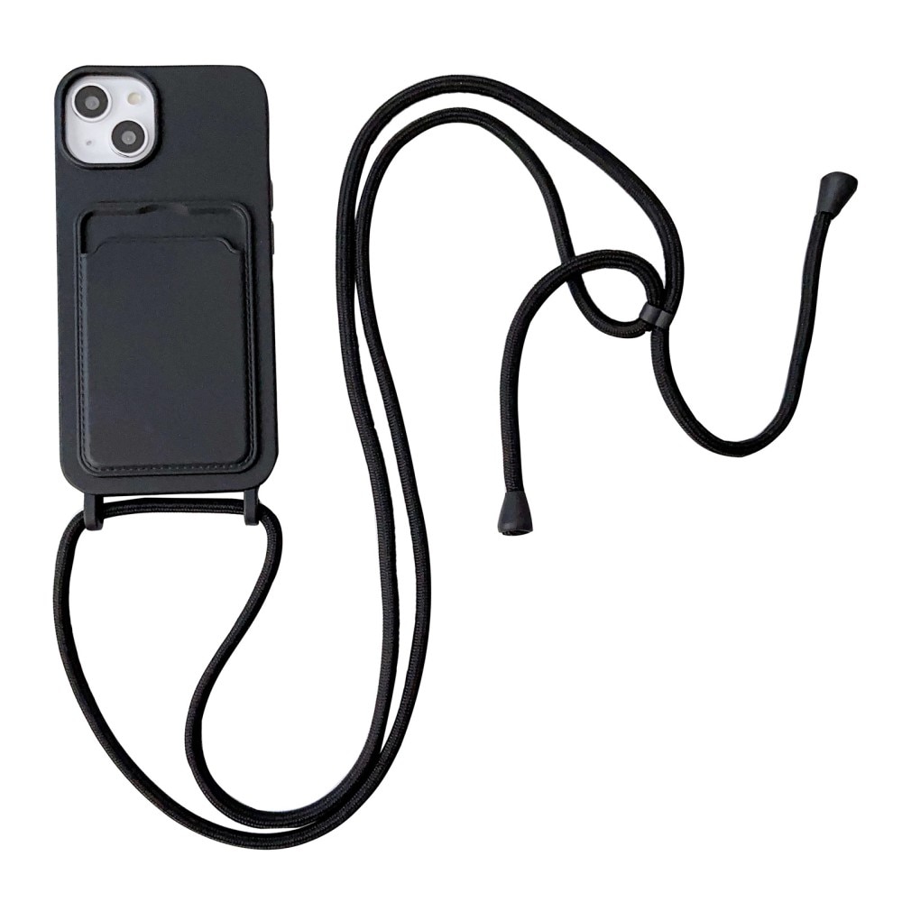 Cover in silicone portacarte + cinturino iPhone 14 nero