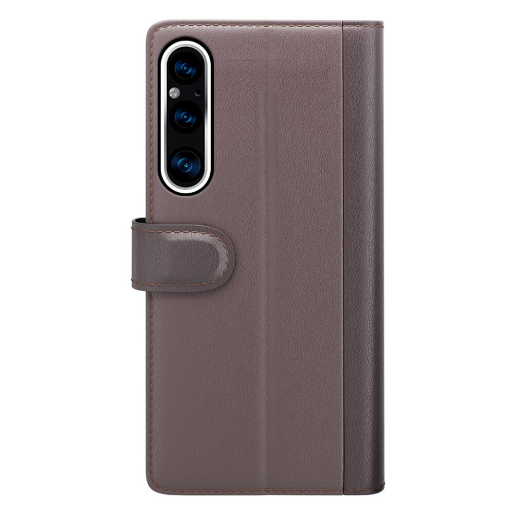 Custodia a portafoglio in vera pelle Sony Xperia 1 V, marrone