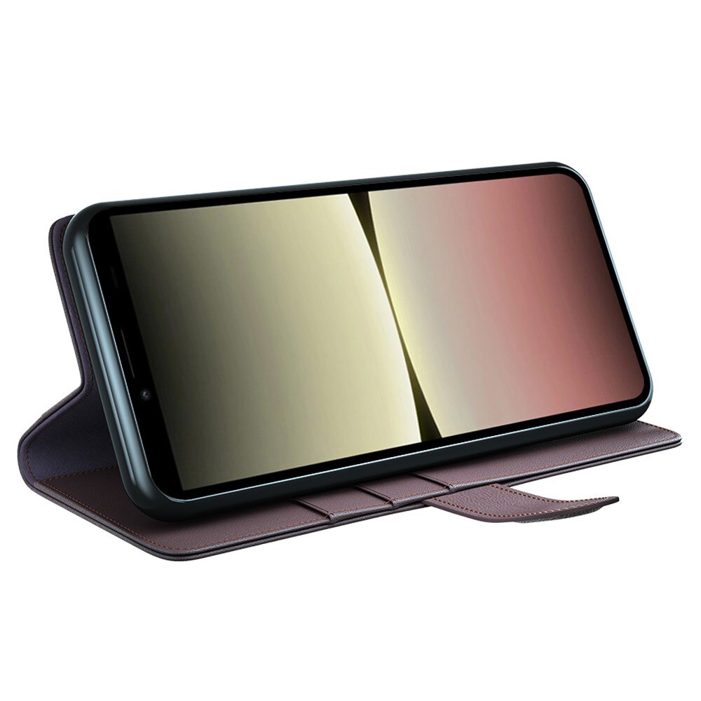 Custodia a portafoglio in vera pelle Sony Xperia 10 V, Marrone